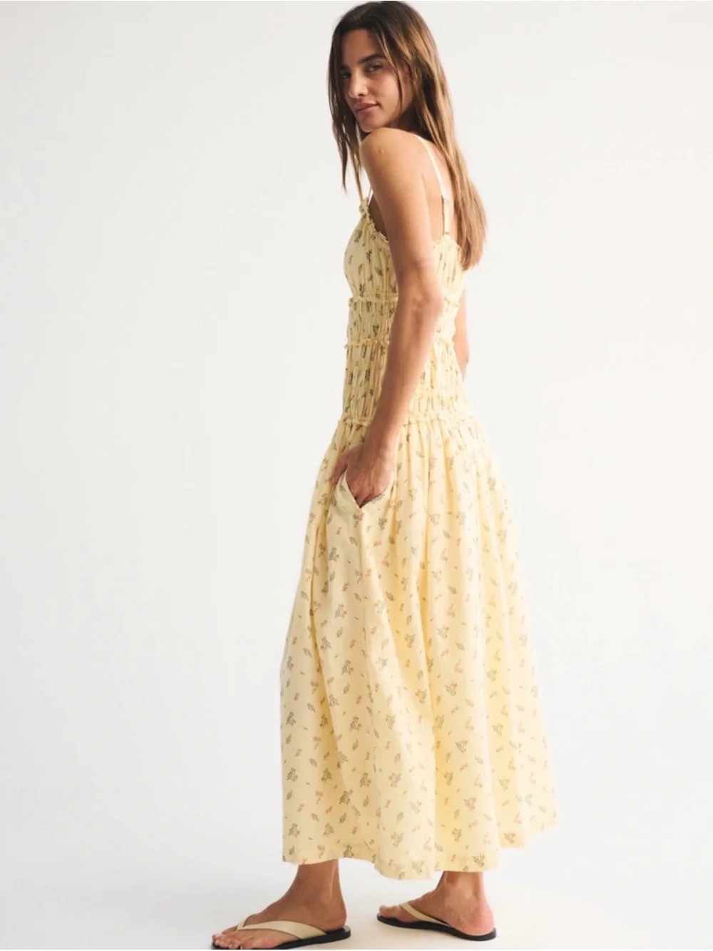 Abercrombie Bra-Free Smocked Drop-Waist Maxi Dress